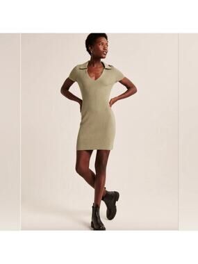 Abercrombie Olive Green Ribbed Knit Mini Dress